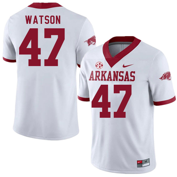 Men #47 Braylon Watson Arkansas Razorback College Football Jerseys Stitched Sale-Alternate White